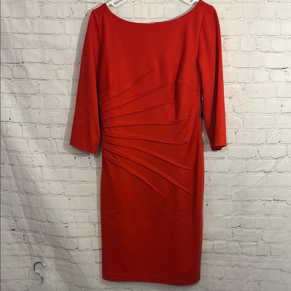 David Meister NWT made in the USA Red Ruched midi dress